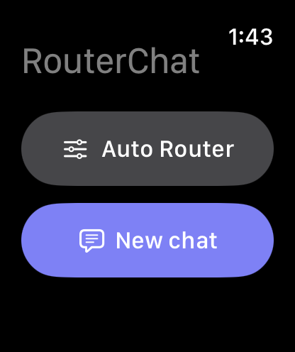 RouterChat main screen on Apple Watch