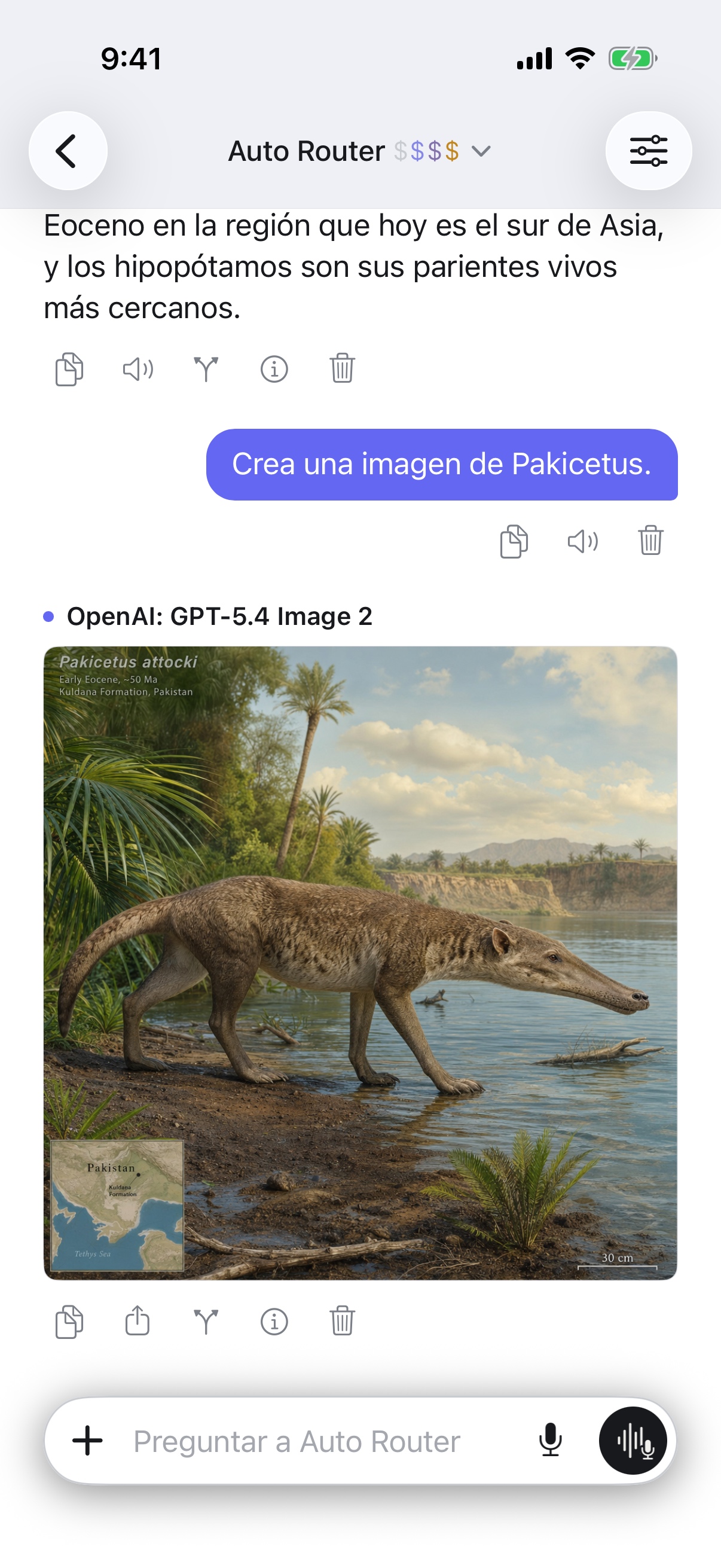Conversación de RouterChat en iPhone
