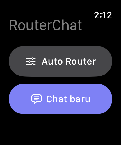 Layar utama RouterChat di Apple Watch