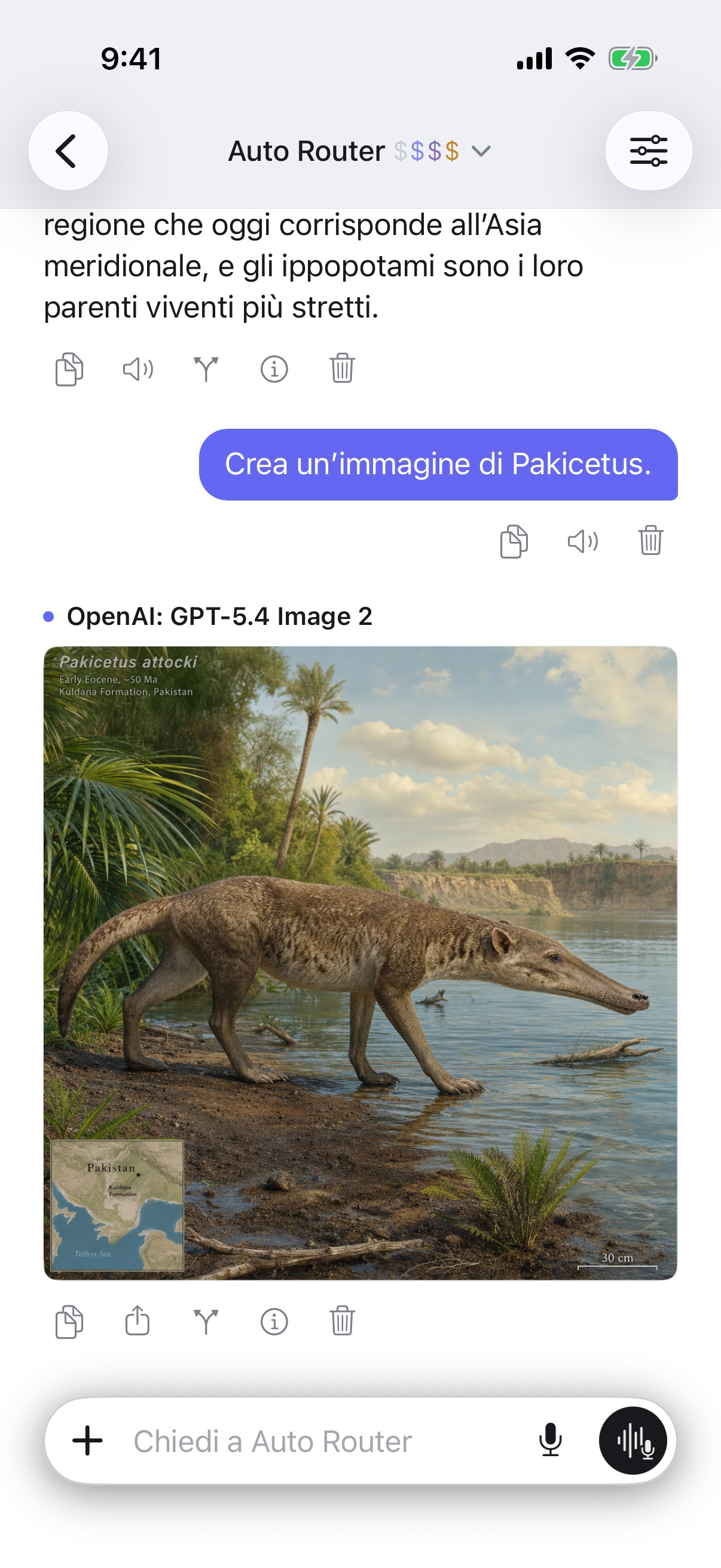 Conversazione RouterChat su iPhone