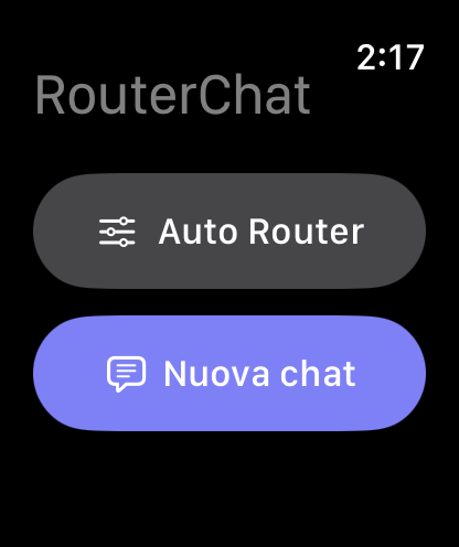 Schermata principale di RouterChat su Apple Watch