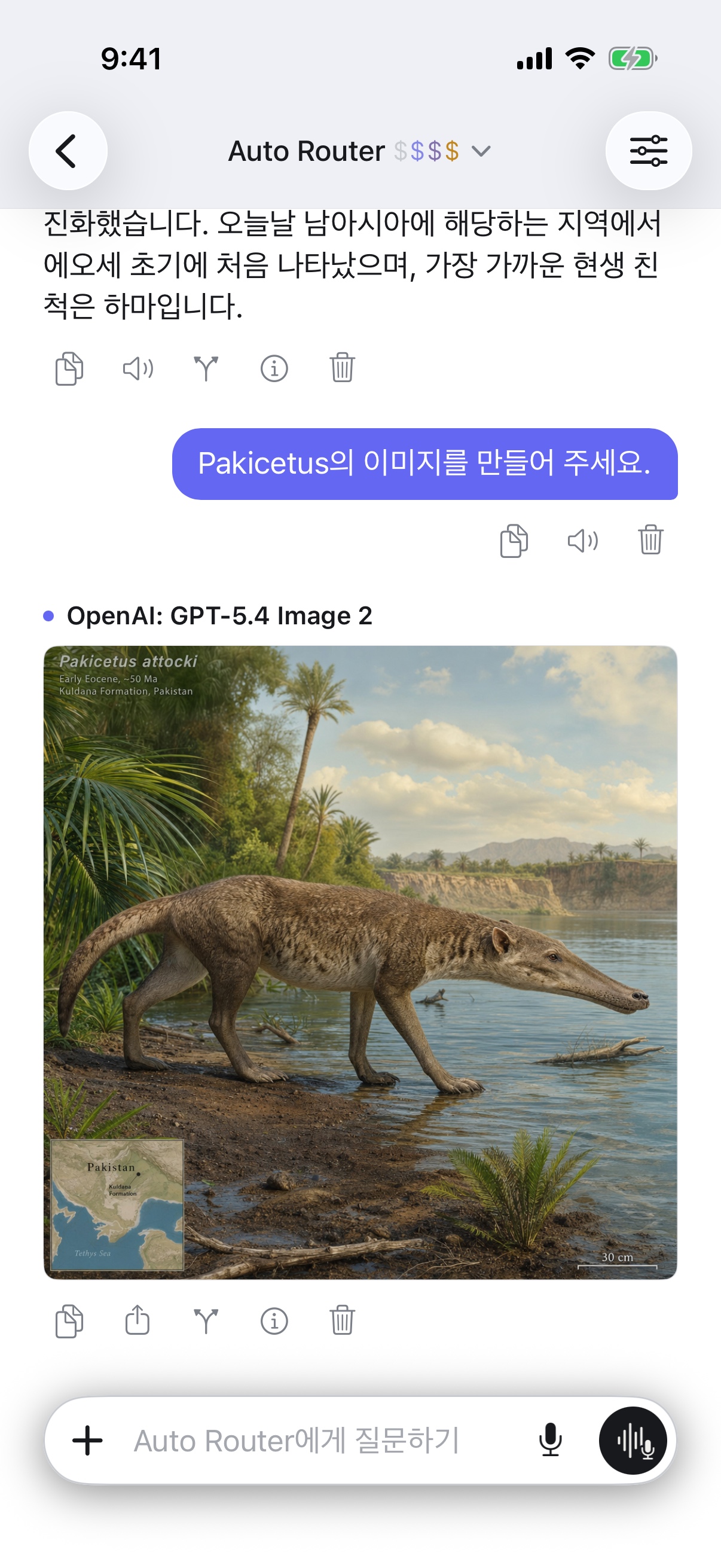 iPhone의 RouterChat 대화