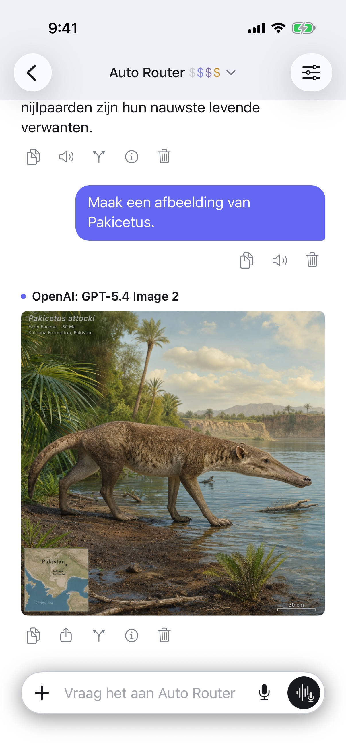 RouterChat-gesprek op iPhone