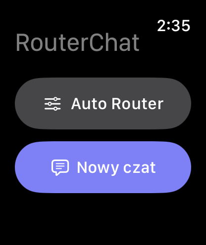 Ekran główny RouterChat na Apple Watch