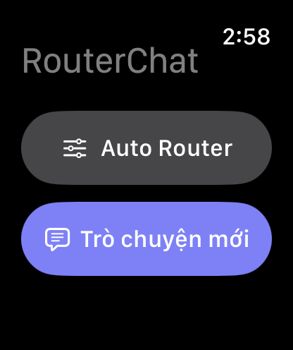 Màn hình chính của RouterChat trên Apple Watch